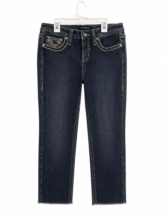 Vigoss Denim - Vigoss Women's Denim Indigo Cropped Straight Jeans